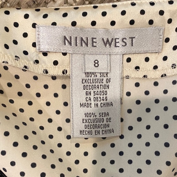 Nine West Camisole Tank Silk Lace Sequins Polka Dots Zipper Black Cream Size 8 - Picture 2 of 13